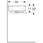 Lavabo sobre encimera Geberit VariForm rectangular: 55x40cm, Toma de grifo=Sin, Rebosadero=Sin, Blanco